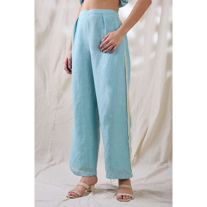 Soup by Sougat Paul Blue Gulzaar Appliqued Co-Ord (Set of 2)