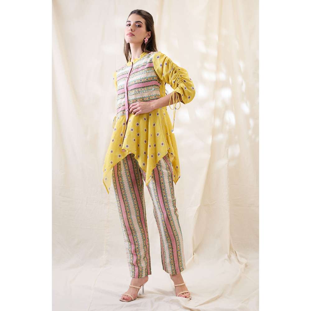 Soup by Sougat Paul Yellow Nooma Printed Handkerchief Co-Ord (Set of 2)