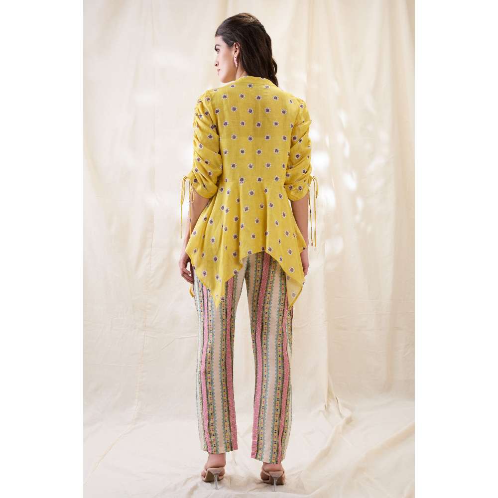 Soup by Sougat Paul Yellow Nooma Printed Handkerchief Co-Ord (Set of 2)