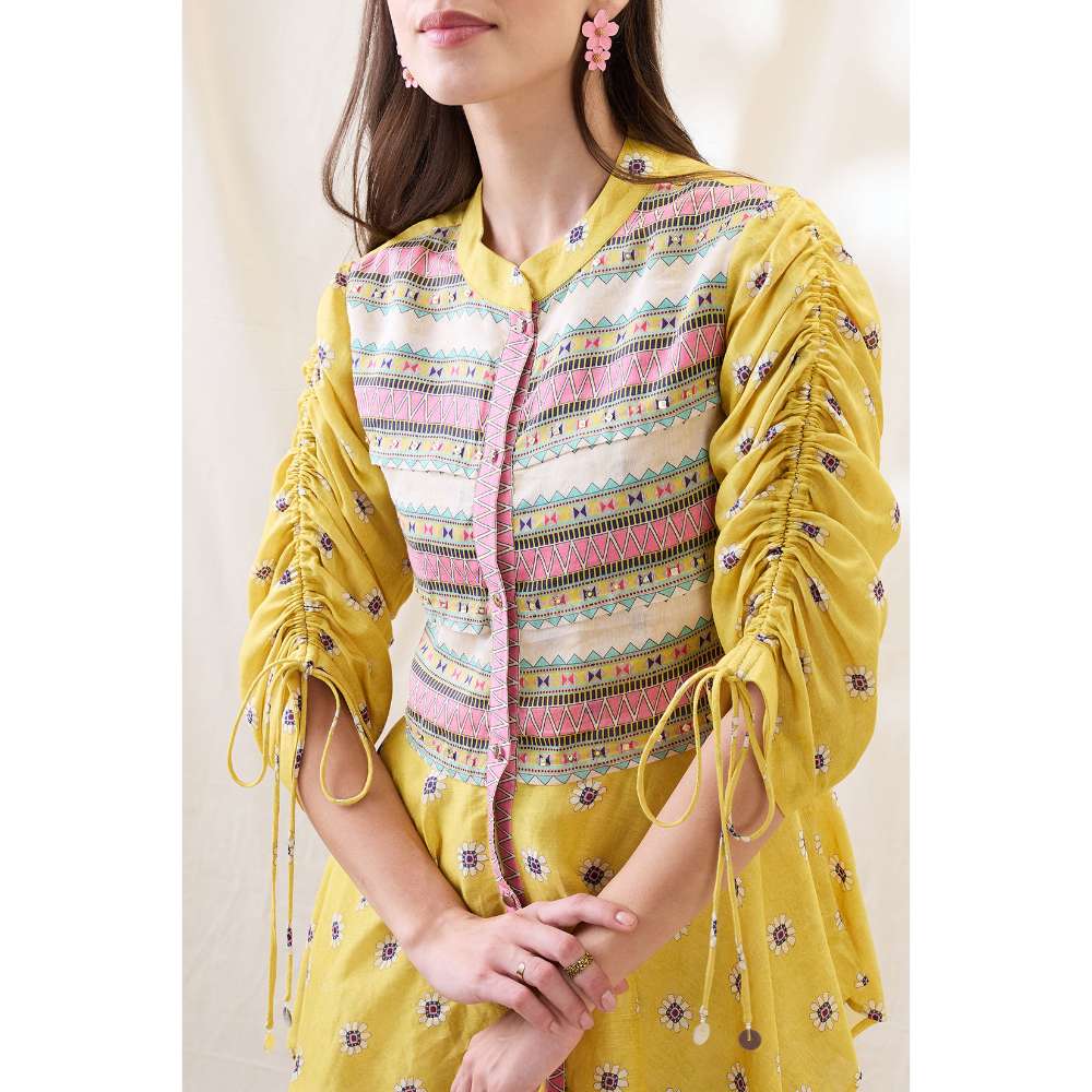 Soup by Sougat Paul Yellow Nooma Printed Handkerchief Co-Ord (Set of 2)