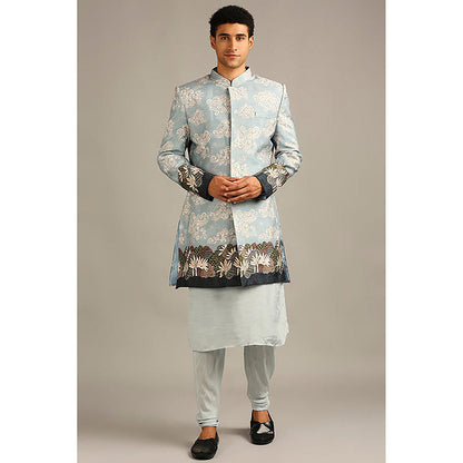 Soup by Sougat Paul Cloud Printed Longline Kurta with Churidar and Jacket