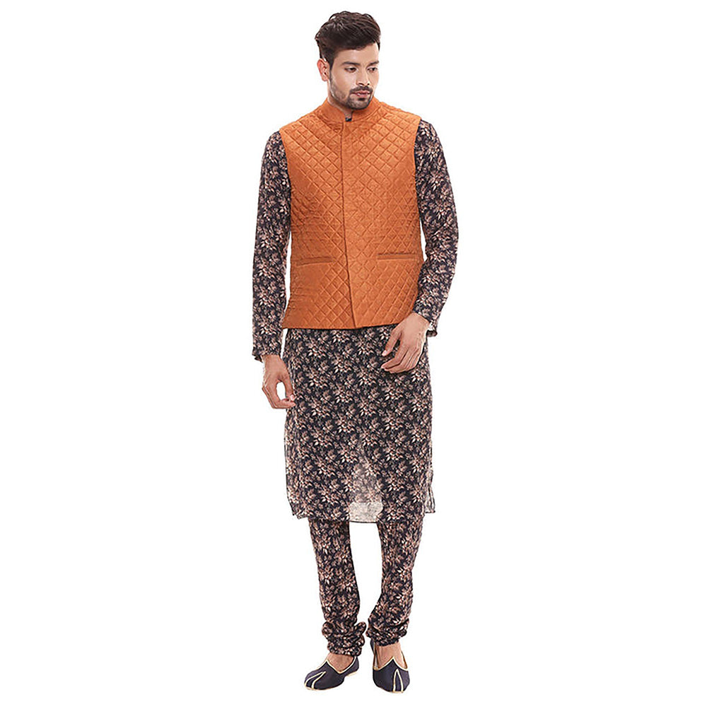 Soup by Sougat Paul Applique Floral Kurta Set with Chudidaar and Quilted Sleeveless Jacket