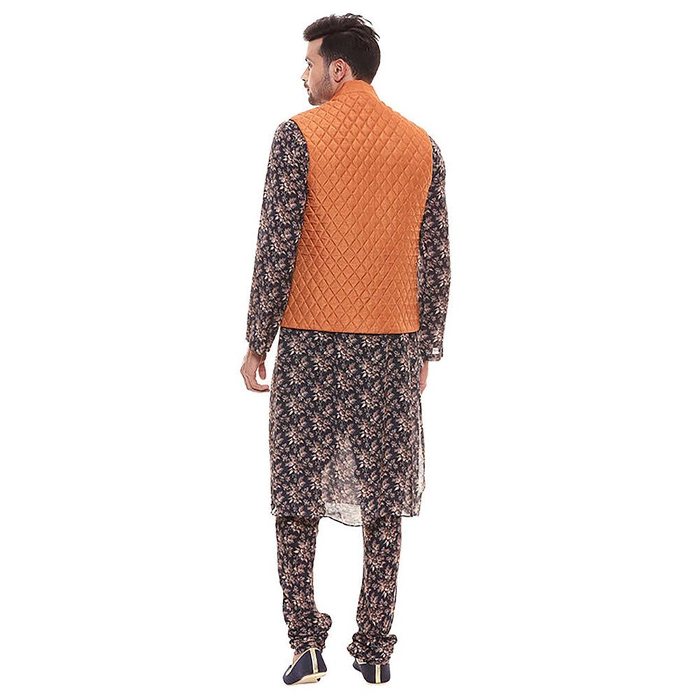 Soup by Sougat Paul Applique Floral Kurta Set with Chudidaar and Quilted Sleeveless Jacket