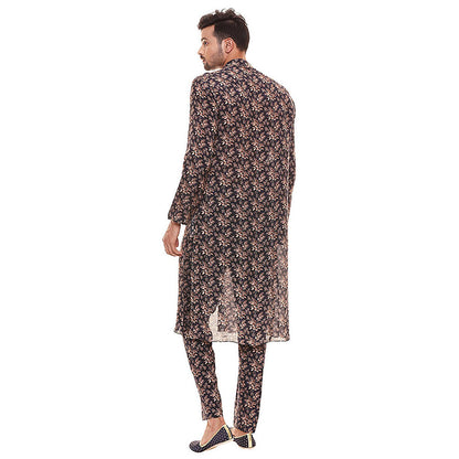 Soup by Sougat Paul Applique Floral Printed Sherwani with Printed Chudidaar