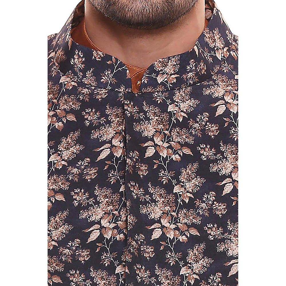 Soup by Sougat Paul Rust Orange Kurta with Dhoti Pants Paired with Floral Jacket