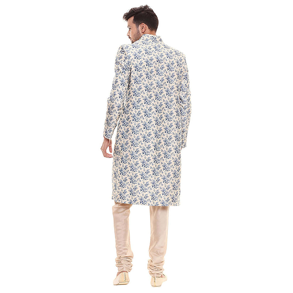 Soup by Sougat Paul Applique Floral Printed Sherwani with Plain Chudidaar