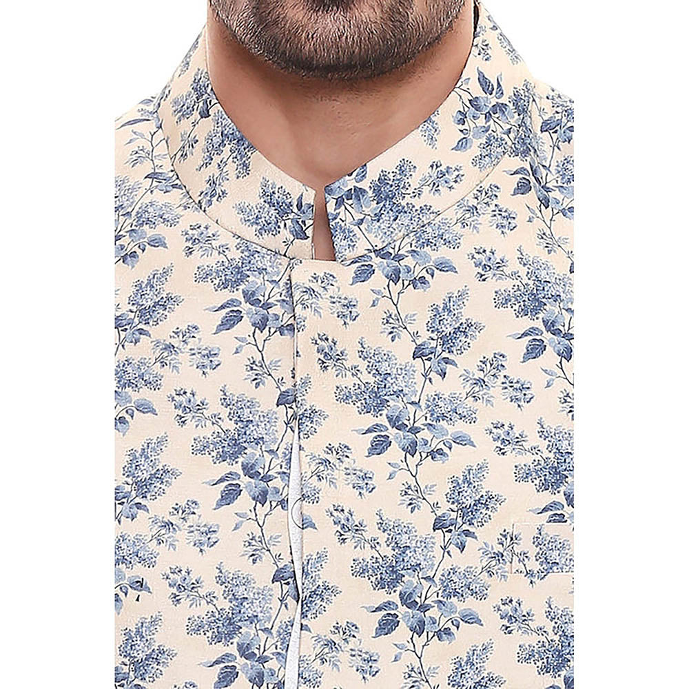 Soup by Sougat Paul Applique Floral Printed Sherwani with Plain Chudidaar