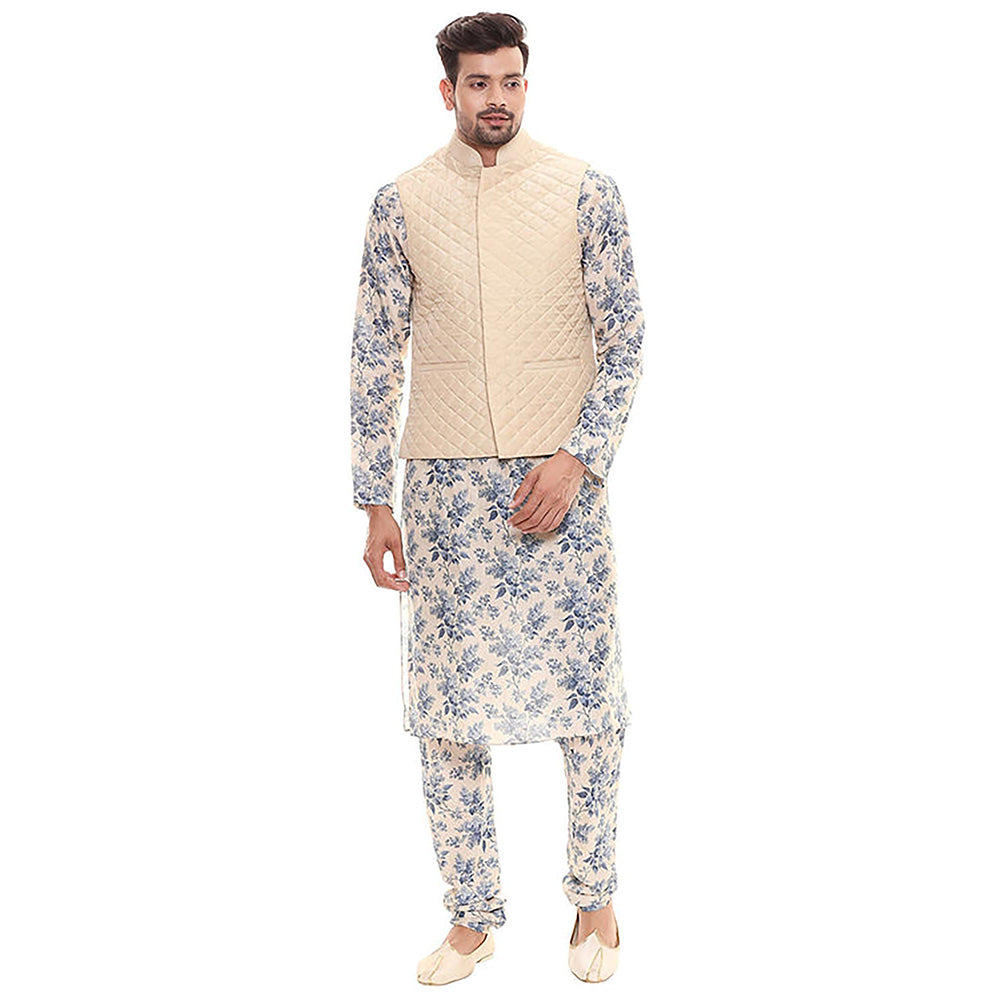 Soup by Sougat Paul Applique Floral Kurta with Chudidaar and Quilted Sleeveless Jacket