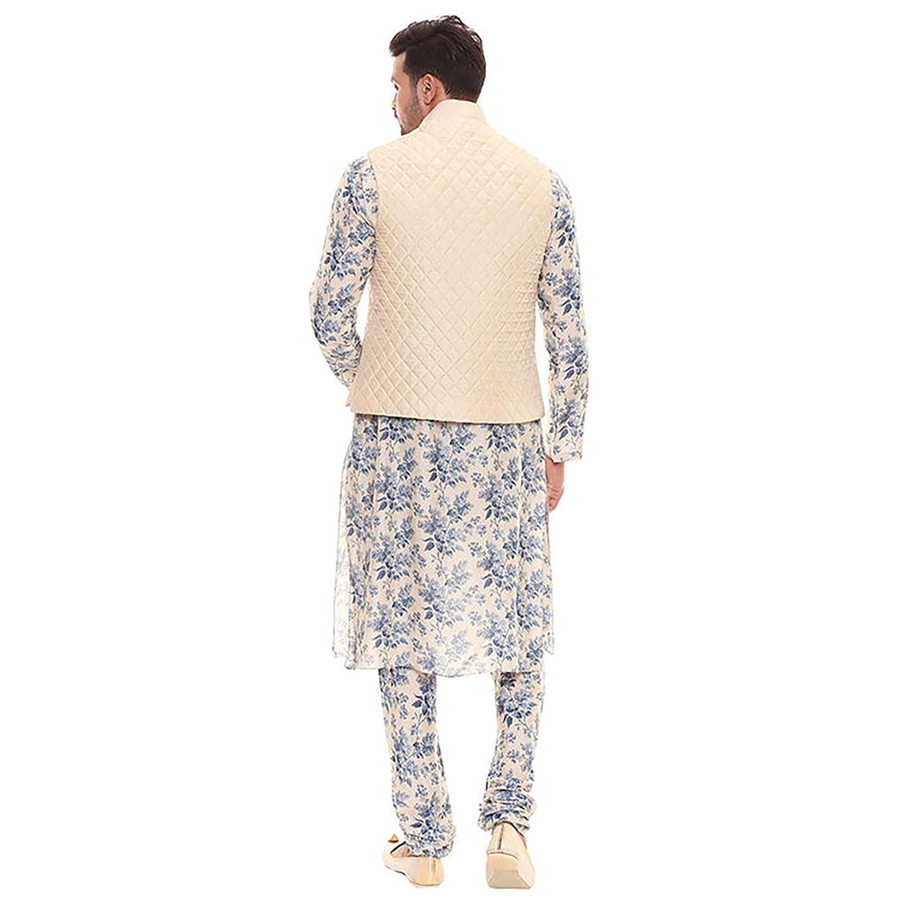 Soup by Sougat Paul Applique Floral Kurta with Chudidaar and Quilted Sleeveless Jacket