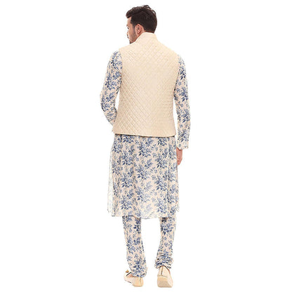 Soup by Sougat Paul Applique Floral Kurta with Chudidaar and Quilted Sleeveless Jacket