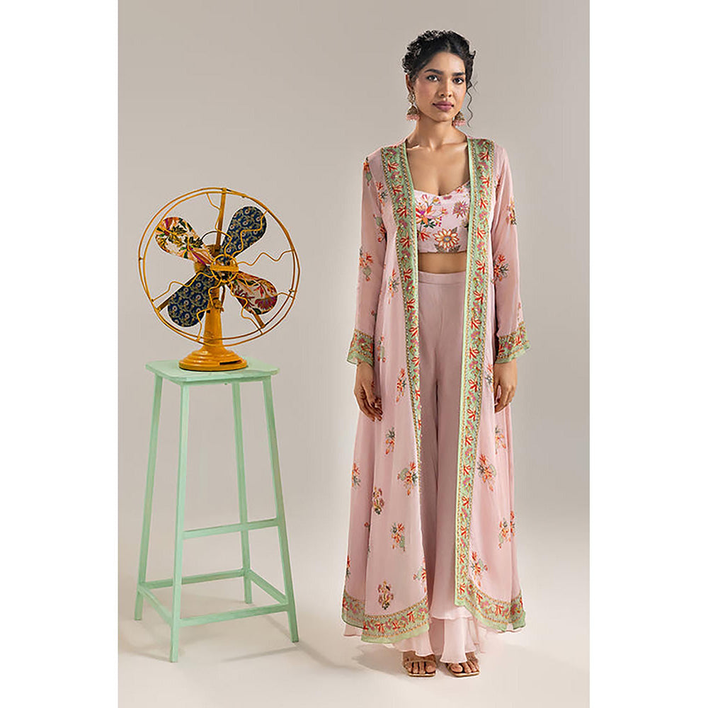 Soup by Sougat Paul Aarani Pink Top with Palazzo and Jacket Co-Ord Set