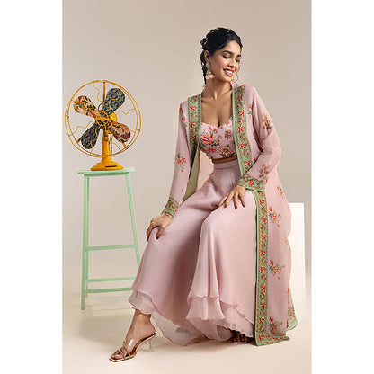 Soup by Sougat Paul Aarani Pink Top with Palazzo and Jacket Co-Ord Set