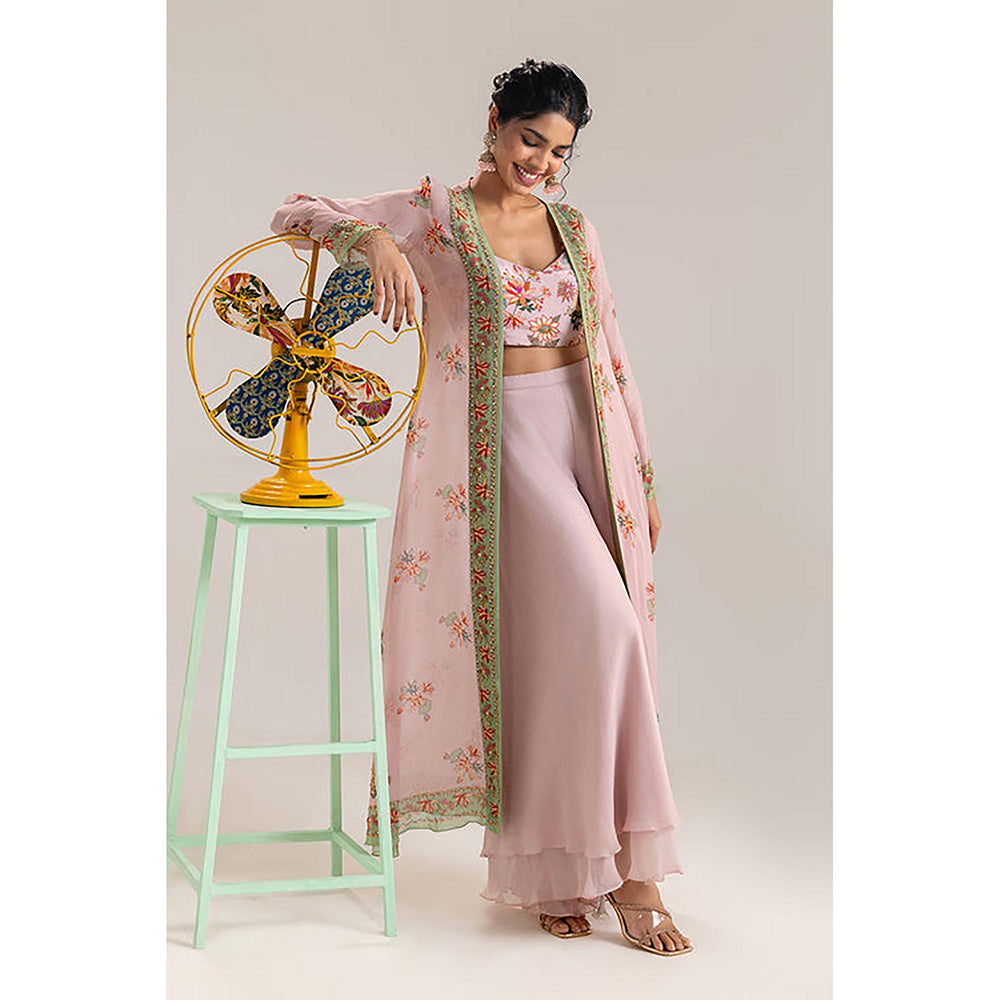 Soup by Sougat Paul Aarani Pink Top with Palazzo and Jacket Co-Ord Set