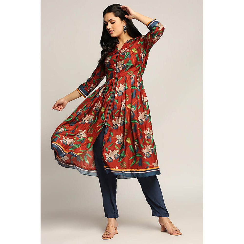 Soup by Sougat Paul Orchid Bloom Red Anarkali with Pant