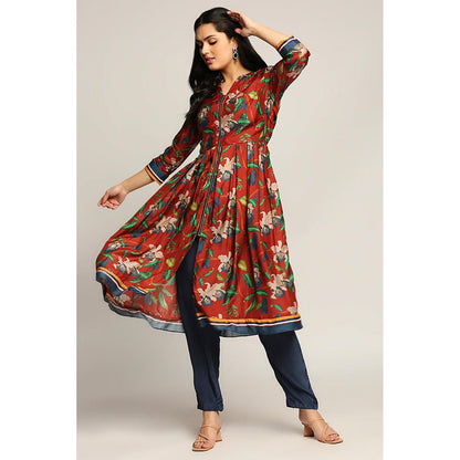 Soup by Sougat Paul Orchid Bloom Red Anarkali with Pant