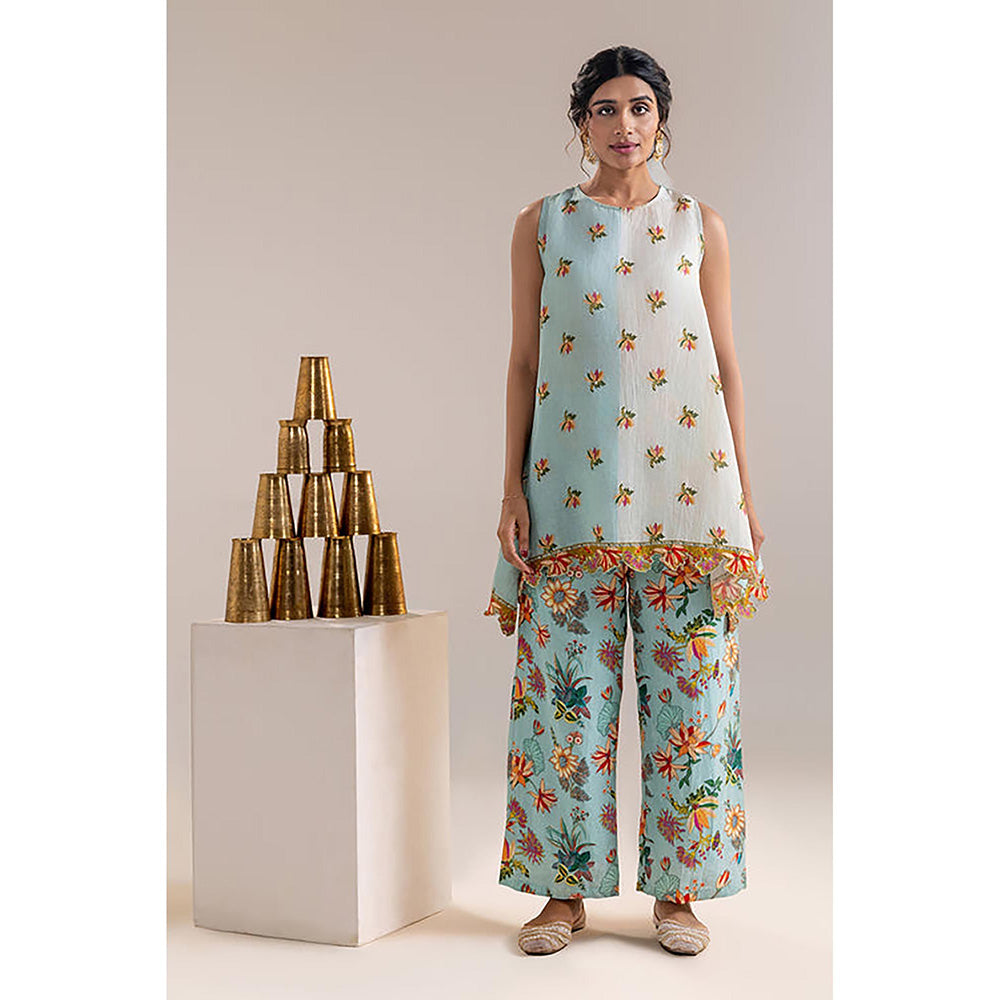 Soup by Sougat Paul Aarani Blue Kurti and Pant Co-Ord Set
