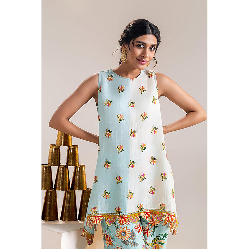Soup by Sougat Paul Aarani Blue Kurti and Pant Co-Ord Set