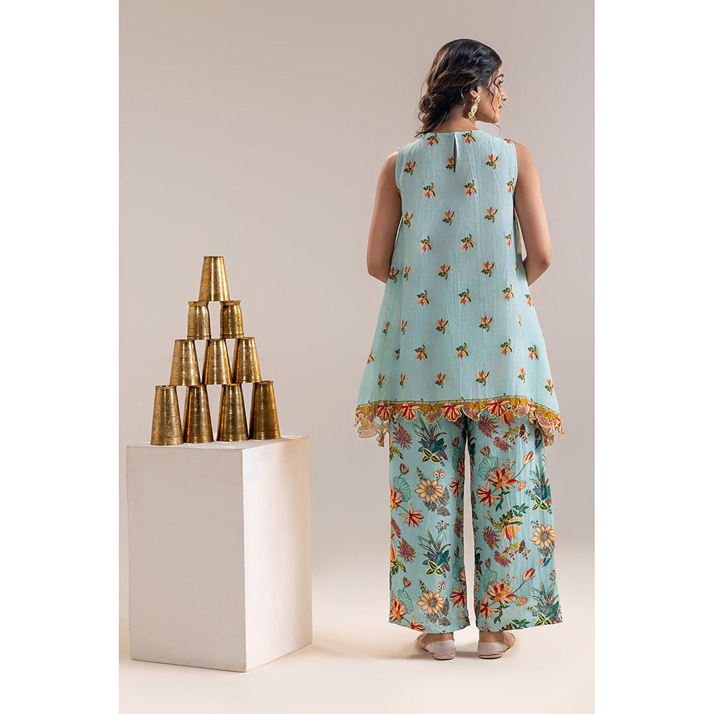 Soup by Sougat Paul Aarani Blue Kurti and Pant Co-Ord Set