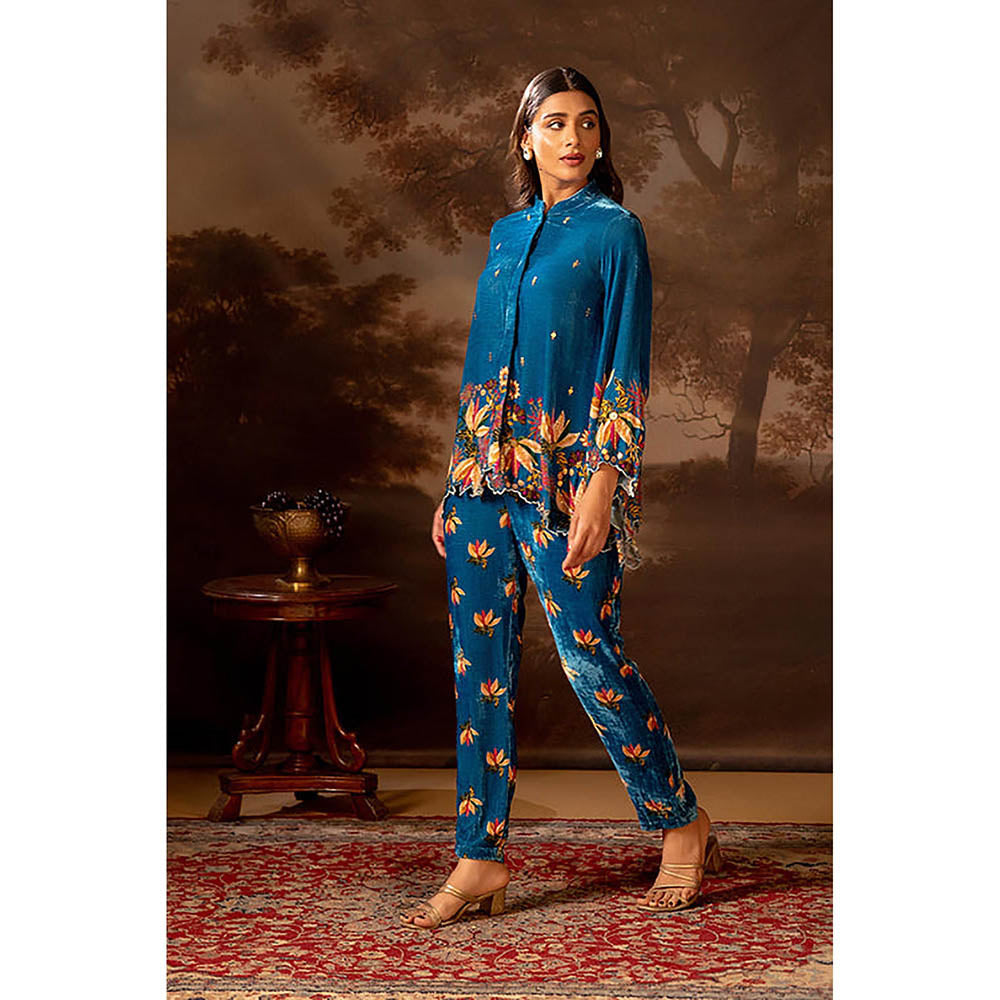 Soup by Sougat Paul Aarani Blue Tunic with Pant Co-Ord Set