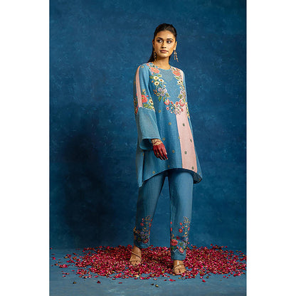Soup by Sougat Paul Baghira Appliqued Blue Kurti with Pant