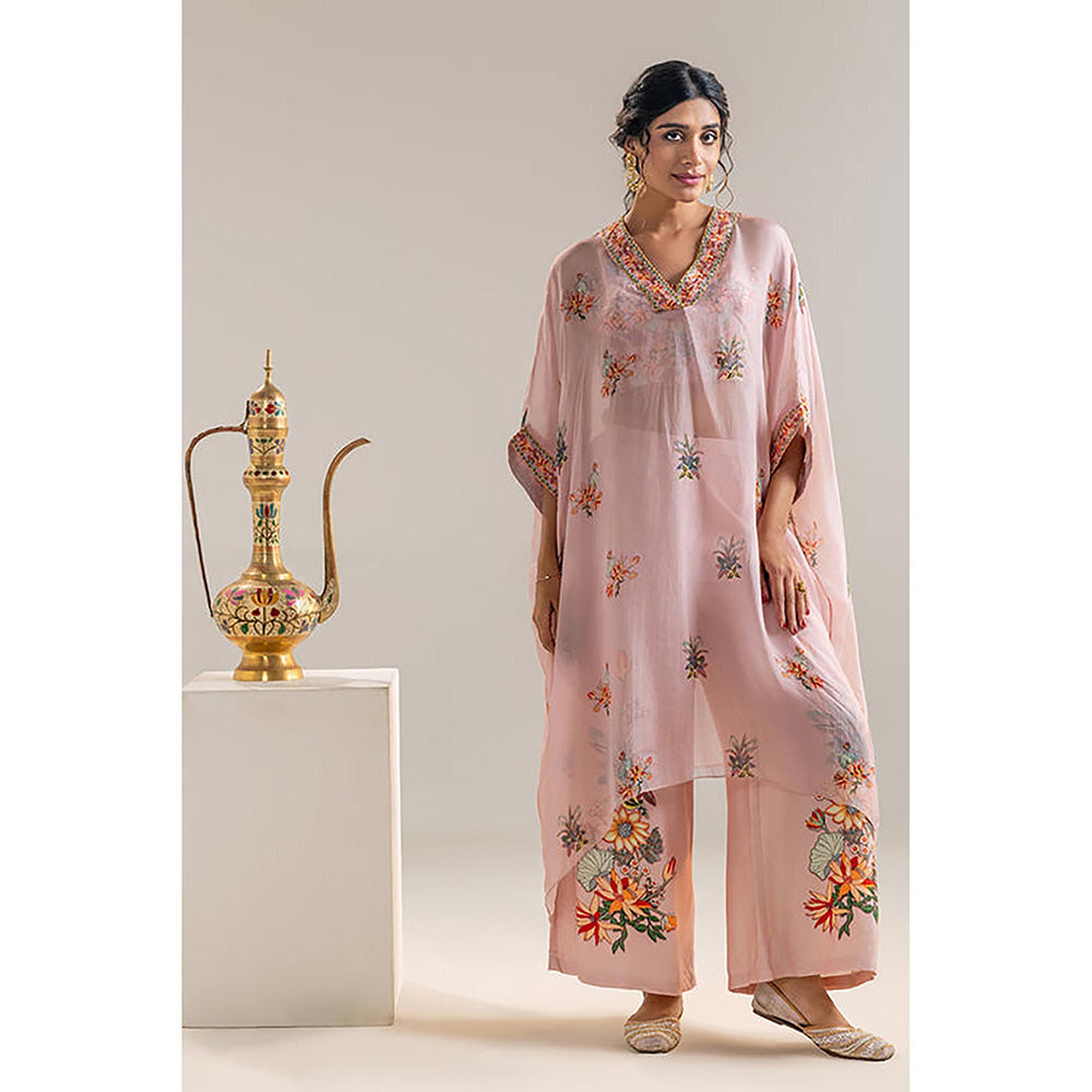 Soup by Sougat Paul Arani Pink Kaftan with Pant and Bustier