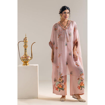 Soup by Sougat Paul Arani Pink Kaftan with Pant and Bustier