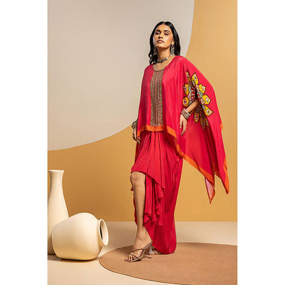 Soup by Sougat Paul Taarani Embellished Top with Skirt and Cape