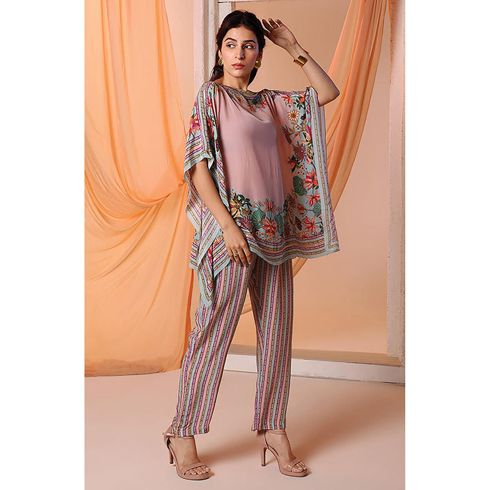 Soup by Sougat Paul Pink Arani Embellished Kaftan with Pant