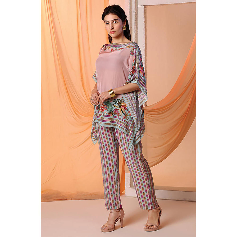 Soup by Sougat Paul Pink Arani Embellished Kaftan with Pant