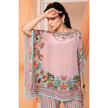 Soup by Sougat Paul Pink Arani Embellished Kaftan with Pant