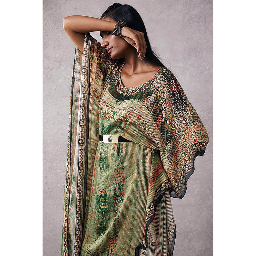 Soup by Sougat Paul Green Ikaya Kaftan with Pant and Belt