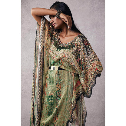 Soup by Sougat Paul Green Ikaya Kaftan with Pant and Belt