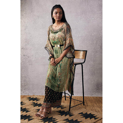 Soup by Sougat Paul Green Ikaya Kaftan with Pant and Belt