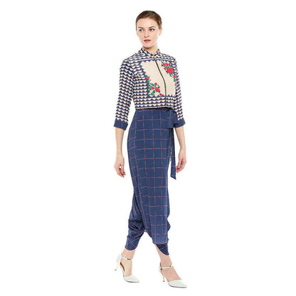 Soup by Sougat Paul Bullion Checks Printed Jumpsuit with Jacket
