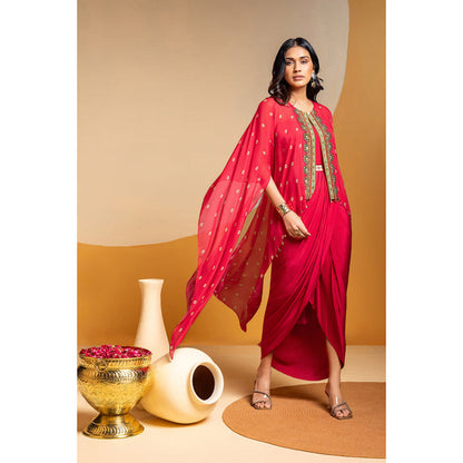 Soup by Sougat Paul Taarani Drape Dress with Cape