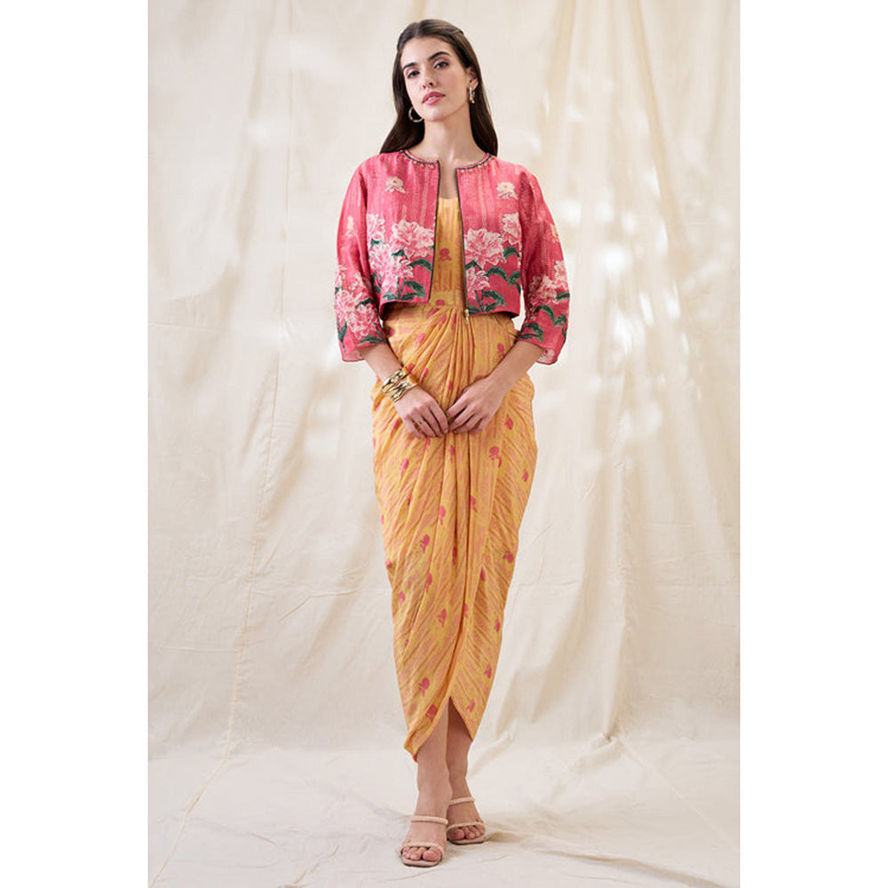 Soup by Sougat Paul Ravya Embellished Drape Dress Set