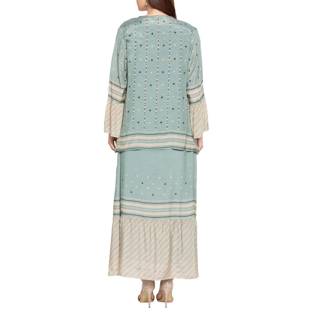 Soup by Sougat Paul Azure Printed Dress with Jacket
