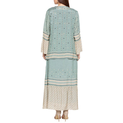 Soup by Sougat Paul Azure Printed Dress with Jacket