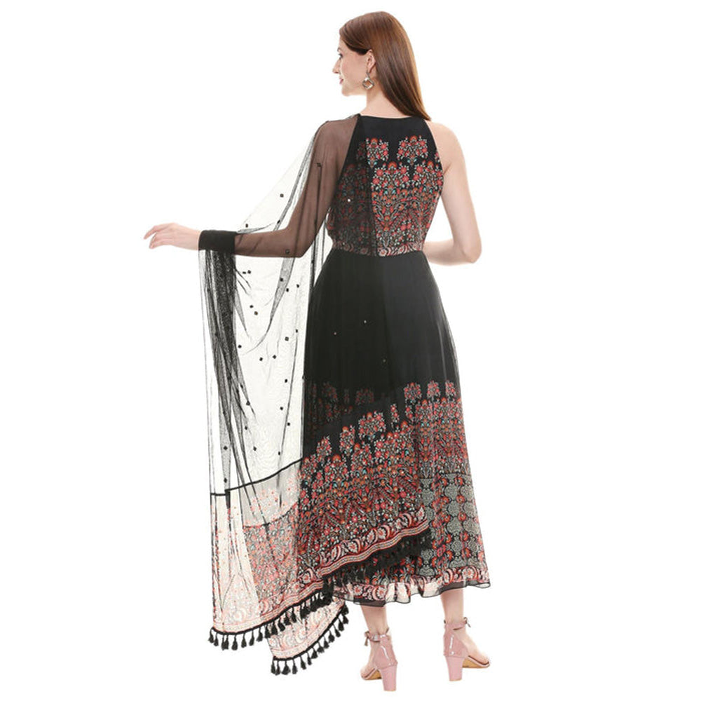 Soup by Sougat Paul Printed Flat Chiffon Dress with Dupatta