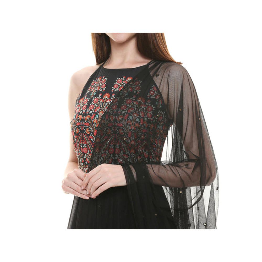 Soup by Sougat Paul Printed Flat Chiffon Dress with Dupatta