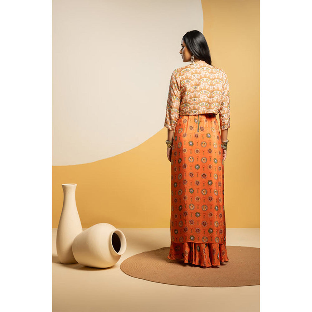 Soup by Sougat Paul Taarani Embellished Long Drape Dress with Cape