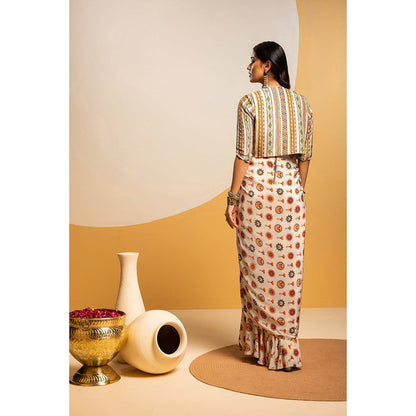 Soup by Sougat Paul Taarani Embellished Long Drape Dress with Cape