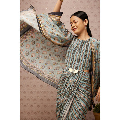 Soup by Sougat Paul Sarouk Embroidered Drape Dress with Cape