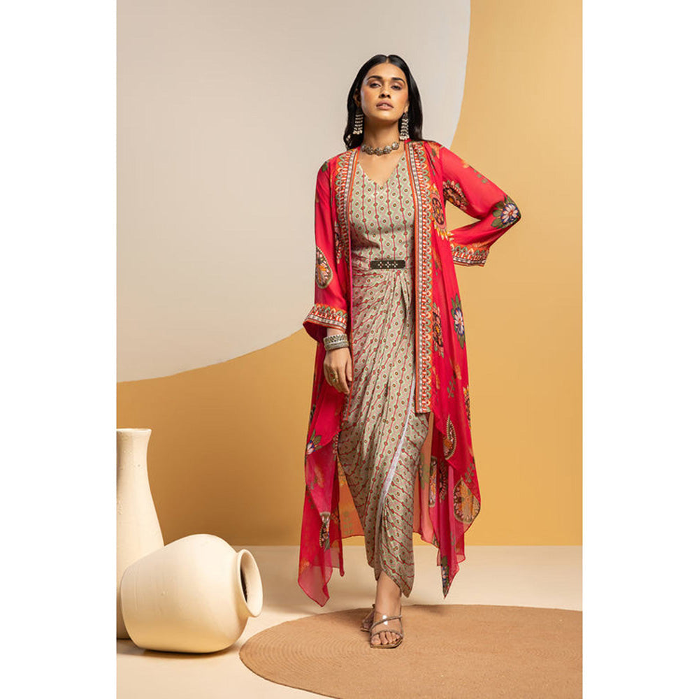 Soup by Sougat Paul Taarani Embellished Drape Dress with Cape