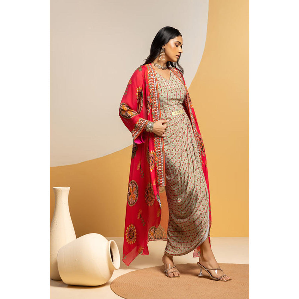 Soup by Sougat Paul Taarani Embellished Drape Dress with Cape