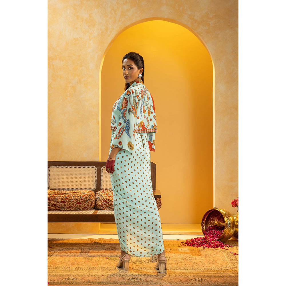 Soup by Sougat Paul Rangtara Embellished Drape Dress with Cape