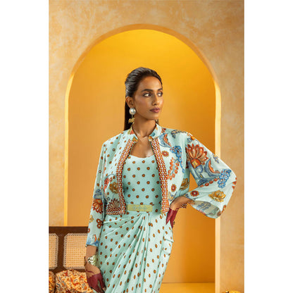 Soup by Sougat Paul Rangtara Embellished Drape Dress with Cape