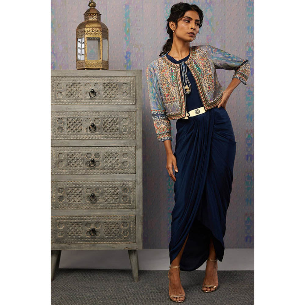 Soup by Sougat Paul Ikaya Drape Dress with Jacket