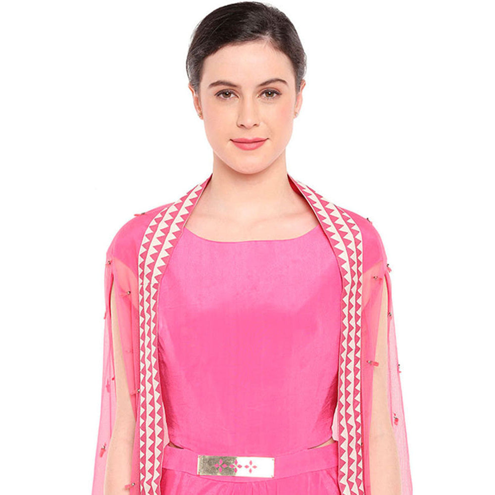 Soup by Sougat Paul Coral Drape Dress with Cape