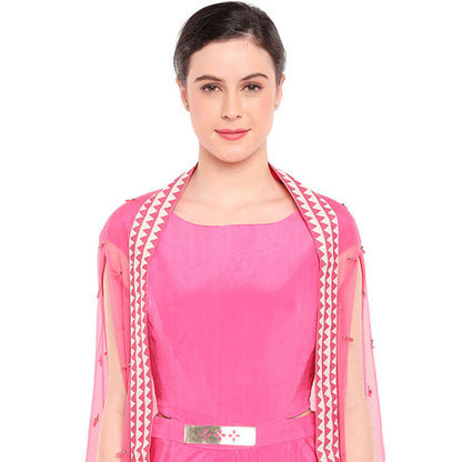 Soup by Sougat Paul Coral Drape Dress with Cape